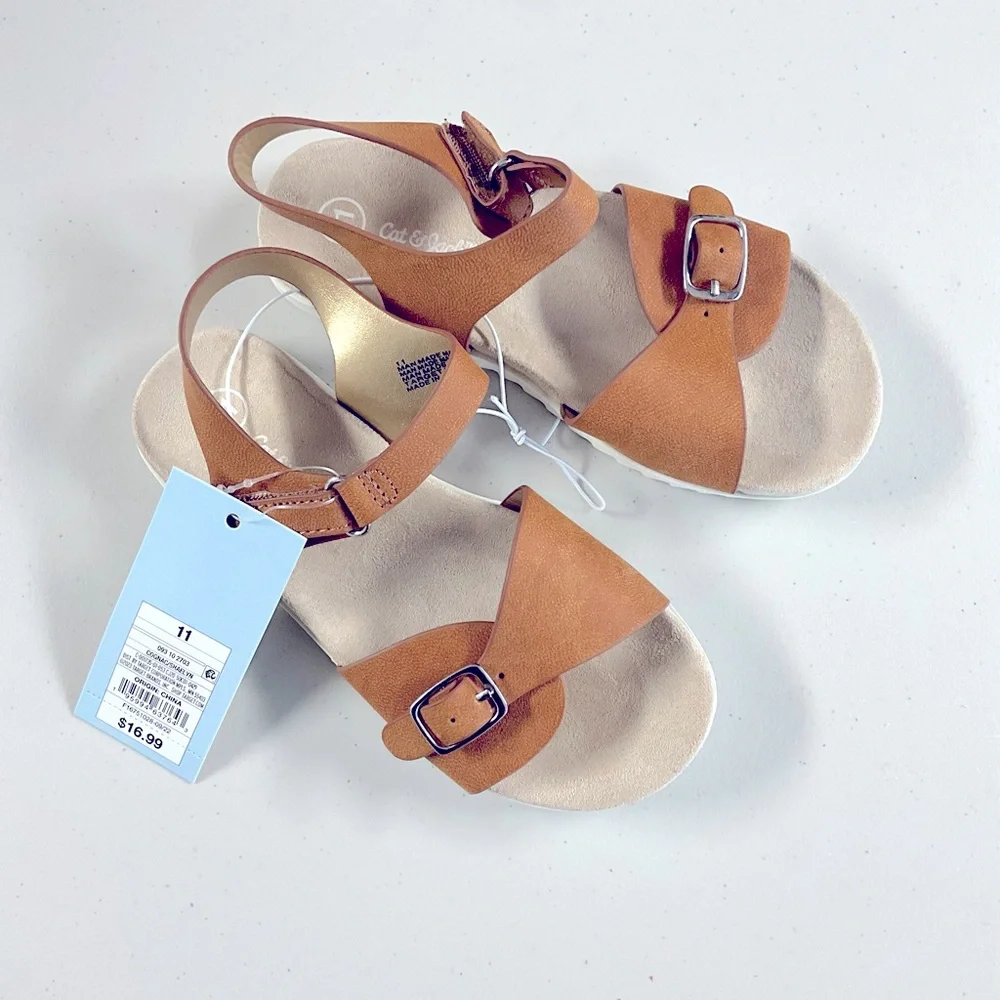 Cat & Jack Tan and Cream Sandals with Buckle